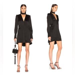 A.L.C Garrison black V- Neck Choker Mini Dress Size 10 EUC LBD Satin Luxury